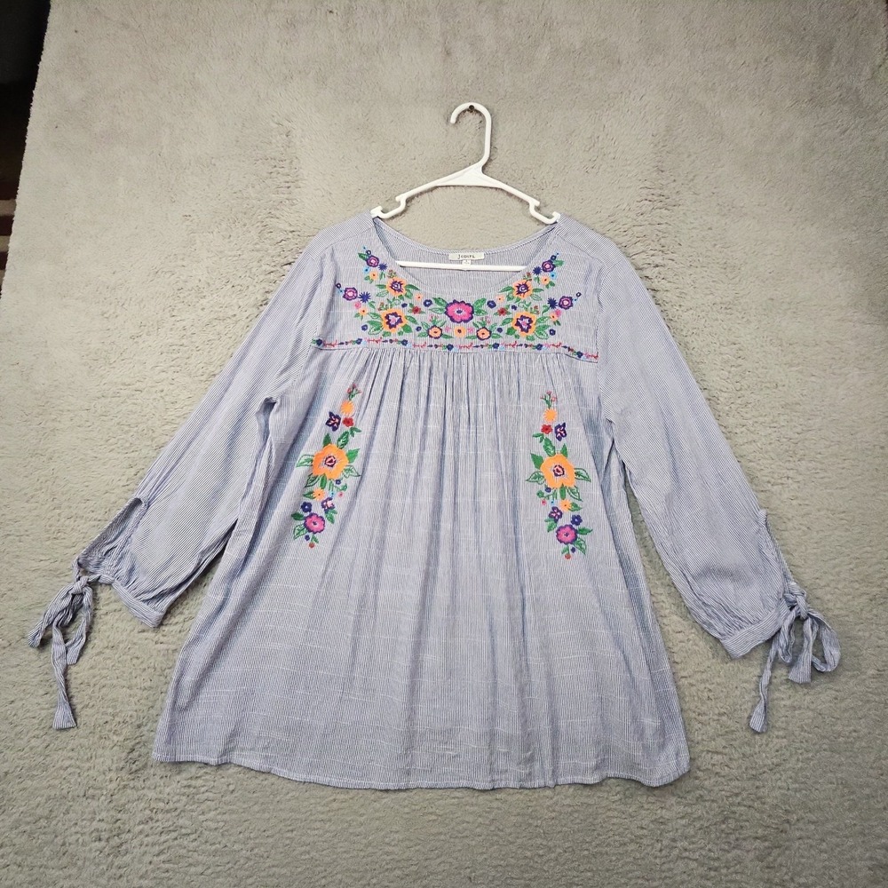 Jodifl Blouse Womens L Boho Embroidered Peasant 3/4 Sleeve Cottagecore Festival - Picture 2 of 16